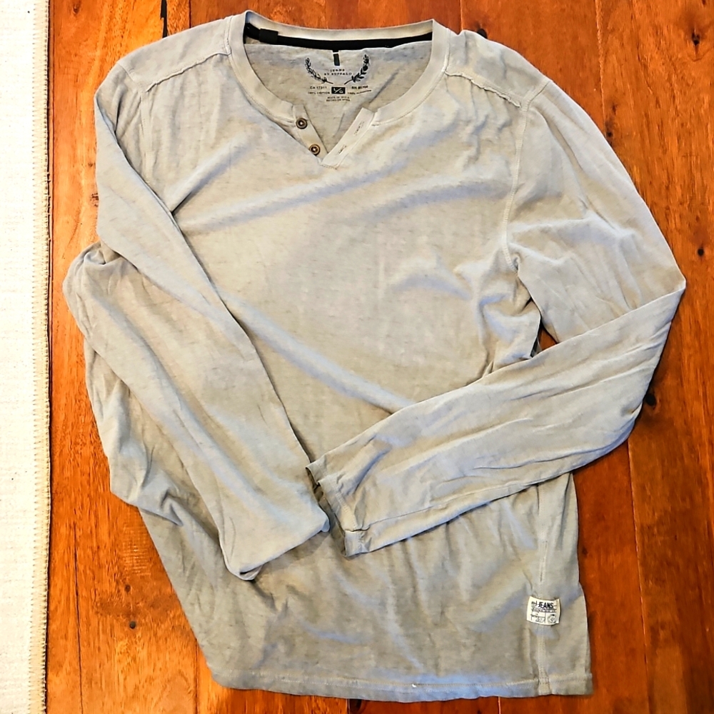 I. Jeans By Buffalo, Mens Henley, Grey, Large
